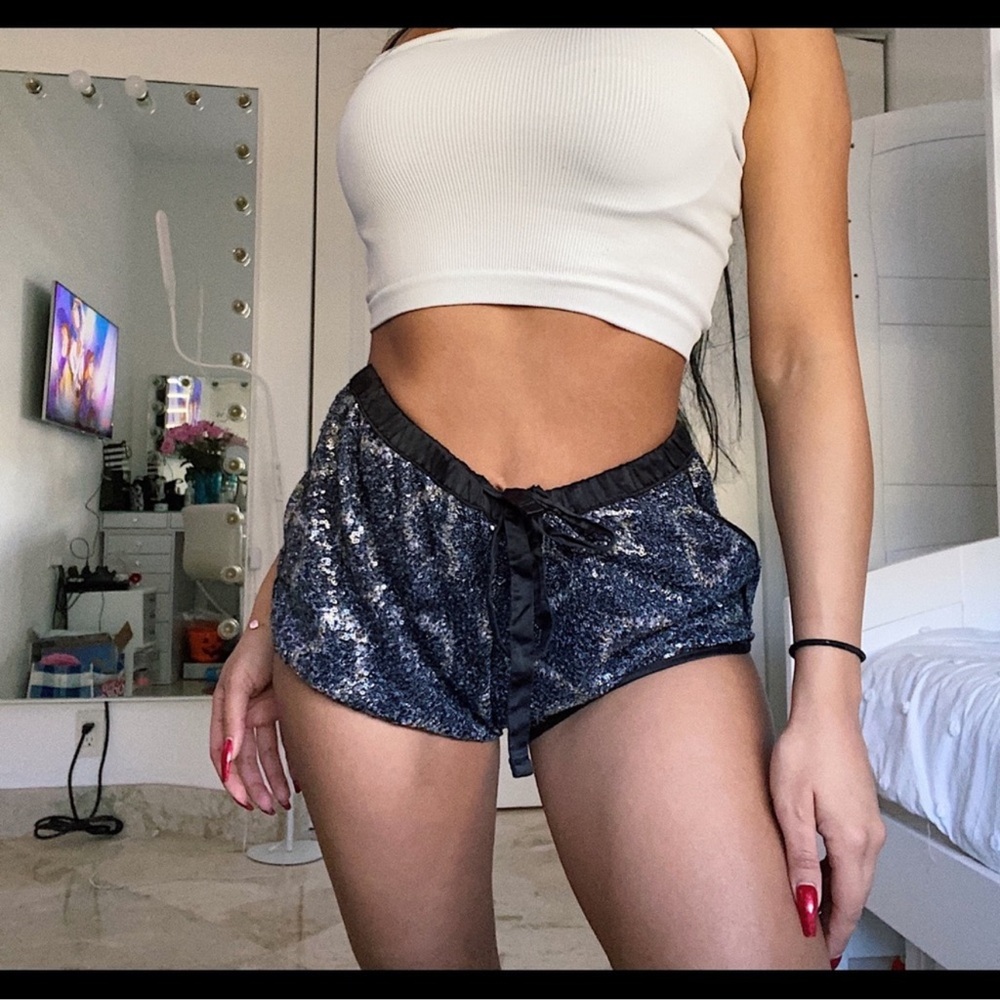 Victoria's Secret Black Sequin Athletic Shorts